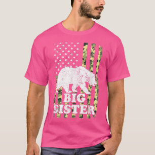 Big Sister Bear Camping Hiking Camouflage USA Amer T-Shirt