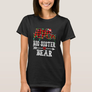 Big Sister Bear Christmas Pajama Red Plaid Buffalo T-Shirt