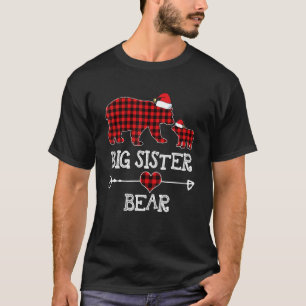 Big Sister Bear Christmas Pajama Red Plaid Buffalo T-Shirt