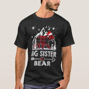 Big Sister Bear Christmas Pajama Red Plaid Buffalo T-Shirt