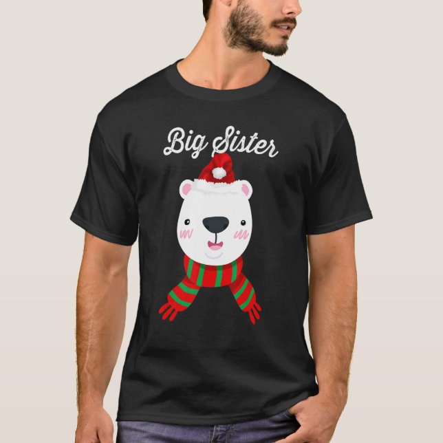 Big Sister Bear Santa Hat  Christmas Matching Fami T-Shirt (Front)