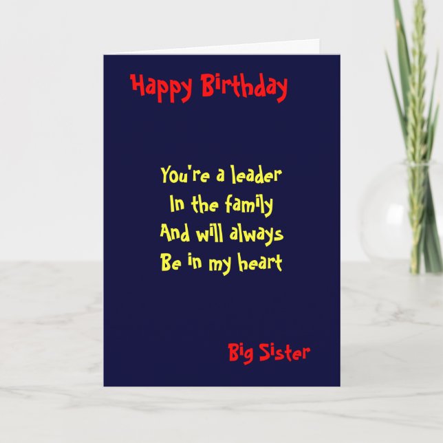 Big sister Birthday Card (Front)