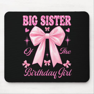 Big sister birthday girl matching coquette pink mouse mat