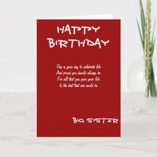 Big sister birthday greeting cards