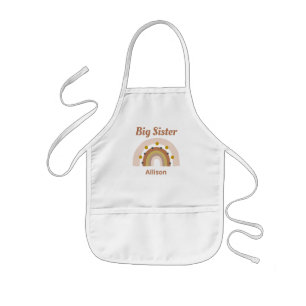 Big Sister Boho Rainbow Pink Gold Personalized Kids Apron