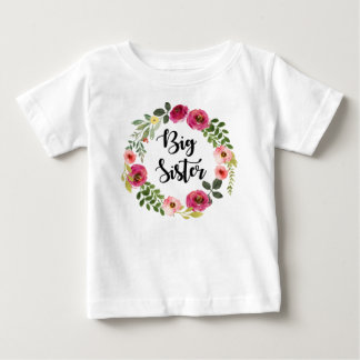 Big Sister burgundy floral Baby T-Shirt