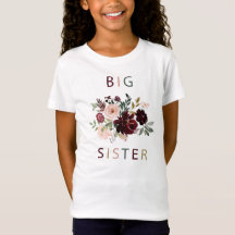 Big Sister Burgundy Floral Watercolor Shirt 2