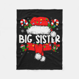 Big Sister Christmas Pajama Santa Claus Family Mat Fleece Blanket