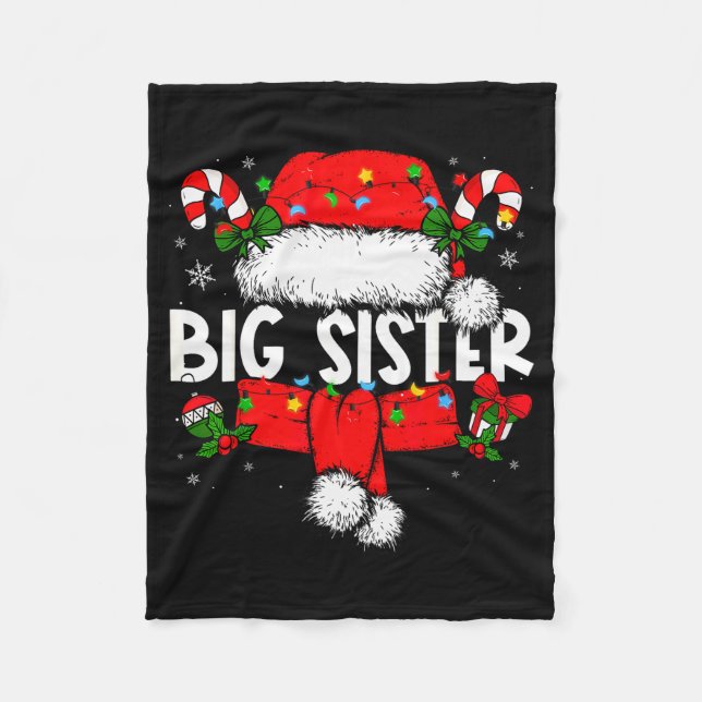 Big Sister Christmas Pajama Santa Claus Family Mat Fleece Blanket (Front)