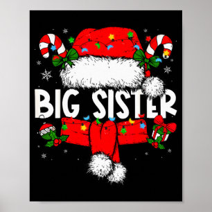 Big Sister Christmas Pajama Santa Claus Family Mat Poster
