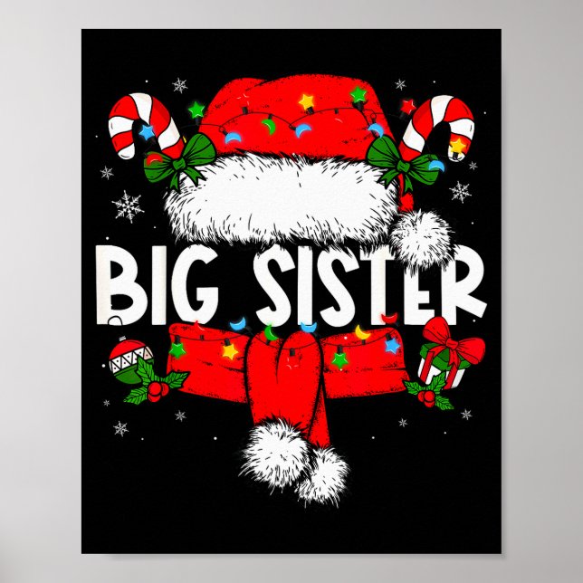 Big Sister Christmas Pajama Santa Claus Family Mat Poster (Front)