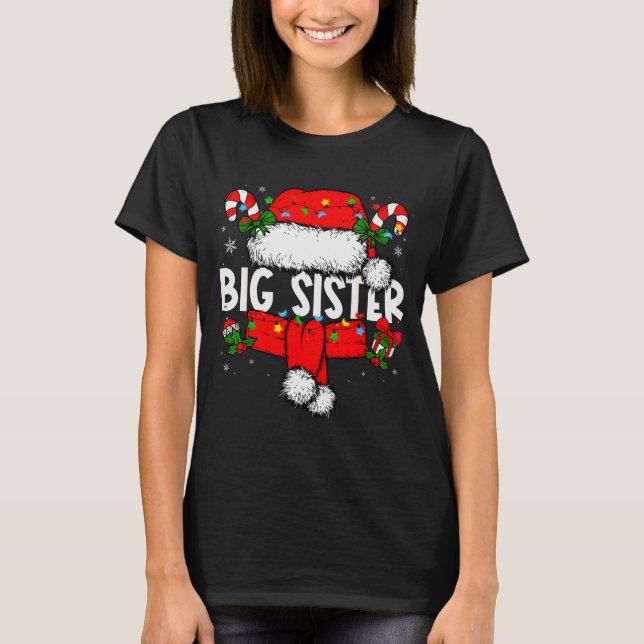 Big Sister Christmas Pajama Santa Claus Family Mat T-Shirt (Front)