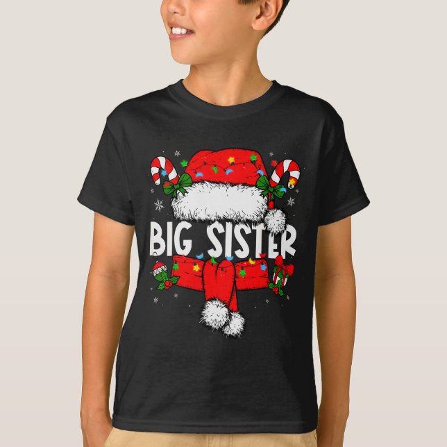Big Sister Christmas Pajama Santa Claus Family Mat T-Shirt (Front)