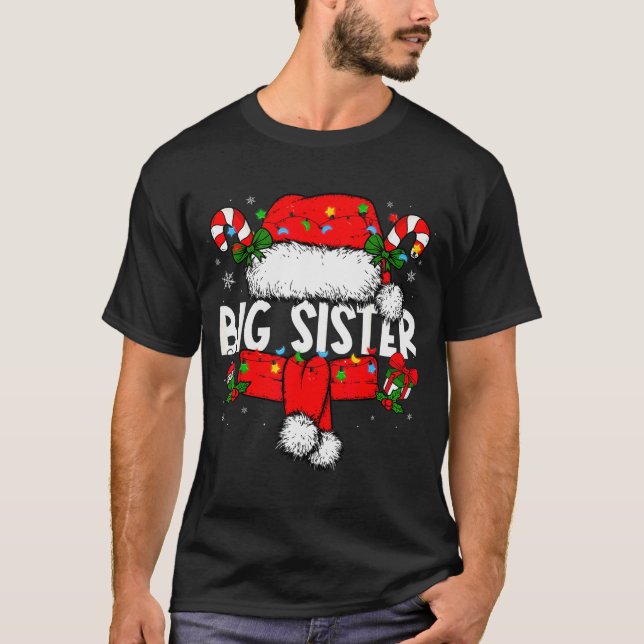 Big Sister Christmas Pajama Santa Claus Family Mat T-Shirt (Front)