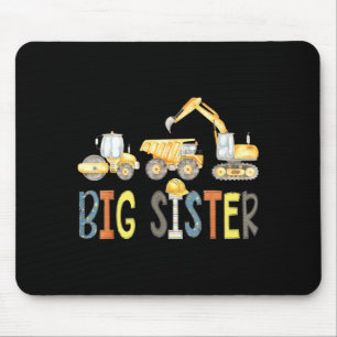 Big Sister Construction Excavator Birthday Boy Mouse Mat