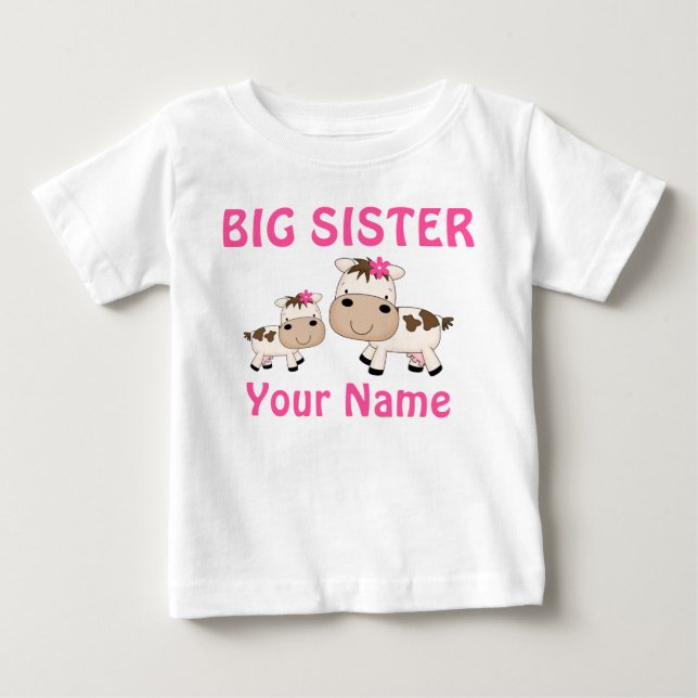 Big Sister Cow Personalised T-shirts (Front)