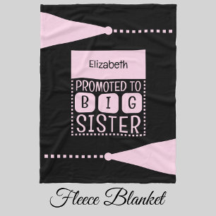 Big sister custom name black pink fleece blanket