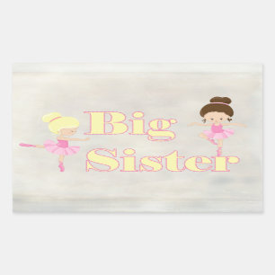Big Sister Dancing Ballerina Sibling     Rectangular Sticker