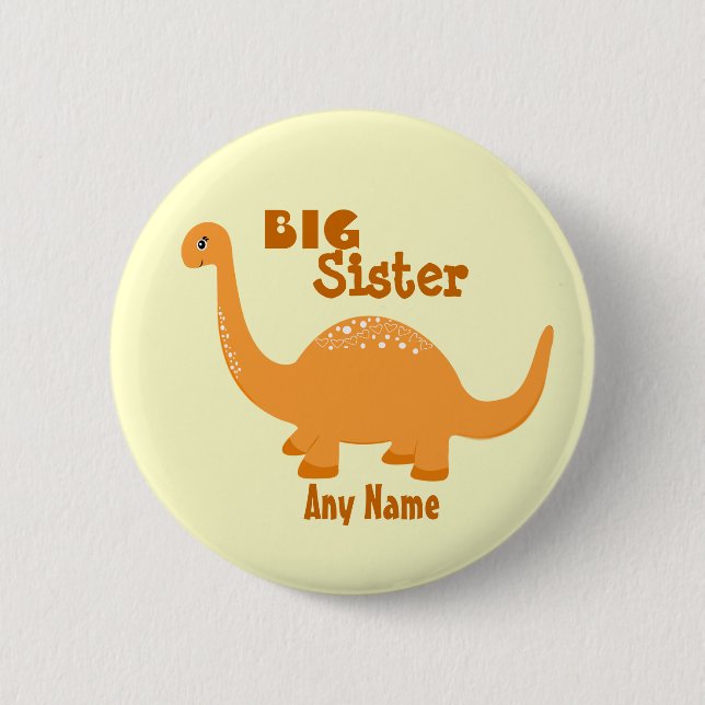 Big Sister Dinosaur Print Button (Front)
