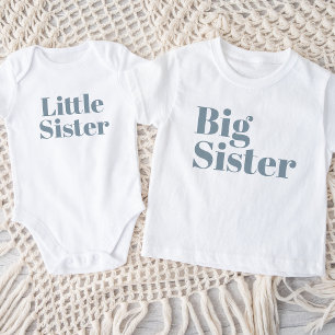 Big Sister Dusty Blue Matching Sibling Family Baby T-Shirt