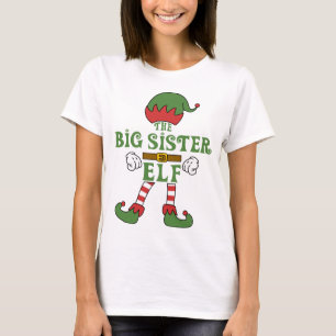 Big Sister Elf Christmas Family Matching Outfits T-Shirt