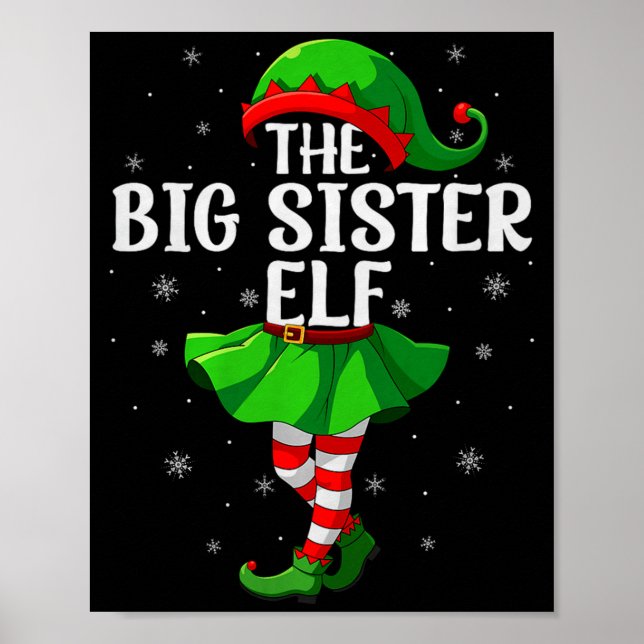 Big Sister Elf Christmas Girls Women Elf Squad Xma Poster (Front)