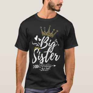 Big Sister Finally 2021 Soon to be BigSister Leopa T-Shirt