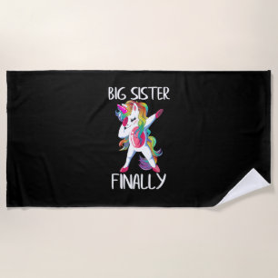 Big Sister Finally Unicorn Shirt - Unicorn for Gir Beach Towel