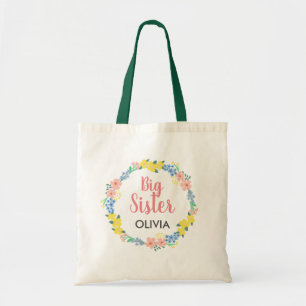 Big Sister Floral Wreath  Tote Bag