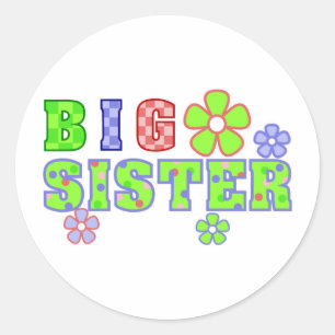 Big Sister Flowers Classic Round Sticker