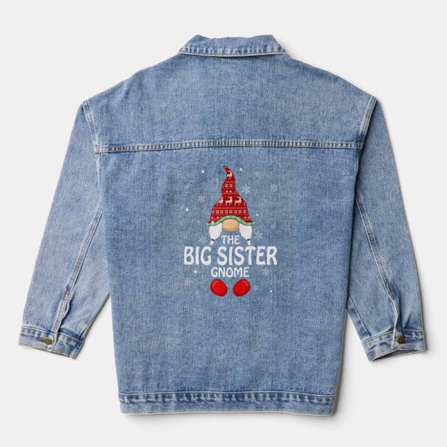 Big Sister Gnome Family Matching Christmas Funny X Denim Jacket (Back)
