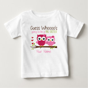 Big Sister Guess Who Pink Owl Personalised T Shirt