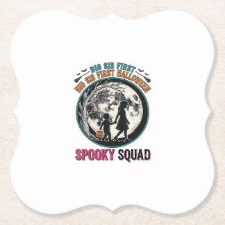 Big Sister Halloween Shirt for Her First Spooky Se Paper Coaster