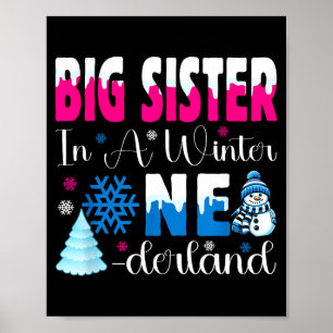 Big Sister In A Winter Onederland Bday Girl Sweet  Poster
