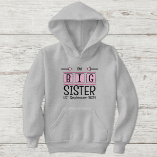 Big sister initials est. month year pink