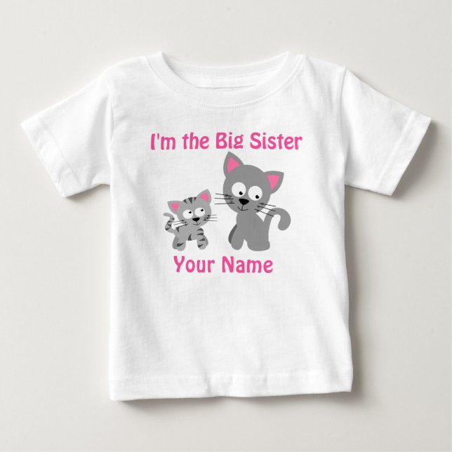 Big Sister Kitty Cat Personalised T Shirt (Front)