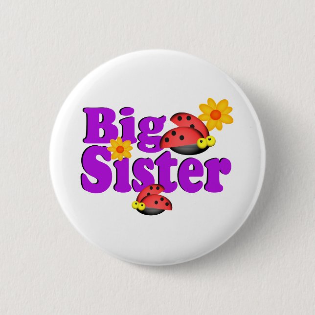 Big Sister Ladybug 6 Cm Round Badge (Front)