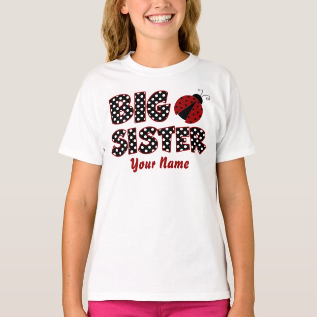 Big Sister Ladybug Personalised T-Shirt (Front)