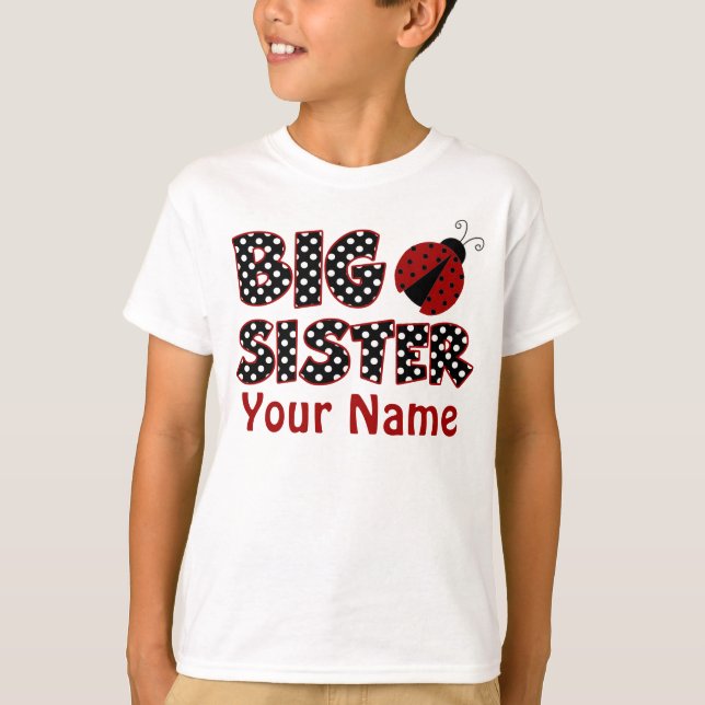 Big Sister Ladybug Personalised T-Shirt (Front)