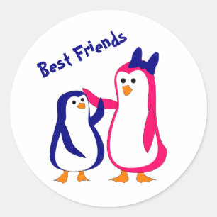 big sister little brother penguins classic round sticker