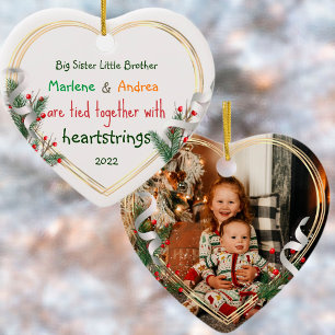Big Sister Little Brother Photo Gold Frame Custom  Ornament