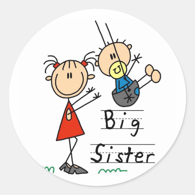 Big Sister Little Brother T-shirts and Gifts Classic Round Sticker (Front)
