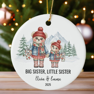 Big Sister Little Sister Personalized Sibling Ceramic Tree Decoration