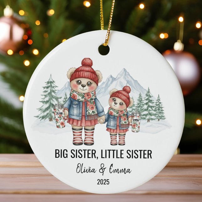 Big Sister Little Sister Personalized Sibling Ceramic Tree Decoration (Creator Uploaded)