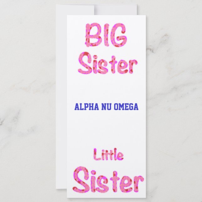 Big Sister Little Sister Sorority Invitation (Front)