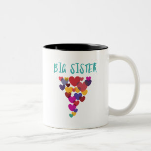 Big Sister Love Floating Hearts Two-Tone Coffee Mug