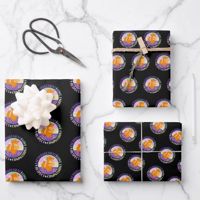 Big Sister Love - Sibling Bonding Fox Wrapping Paper Sheet (Front)