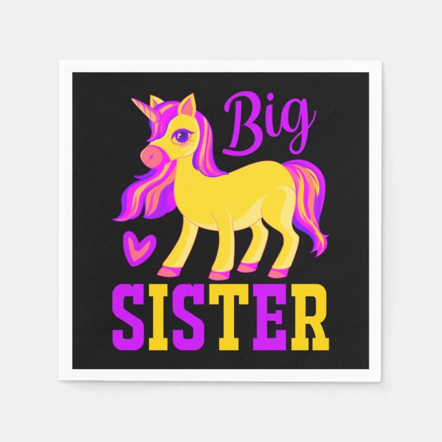 Big Sister Magical Unicorn Napkin (Front)