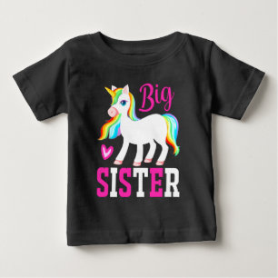 Big Sister Magical Unicorn w/ Rainbow Mane & Tail Baby T-Shirt