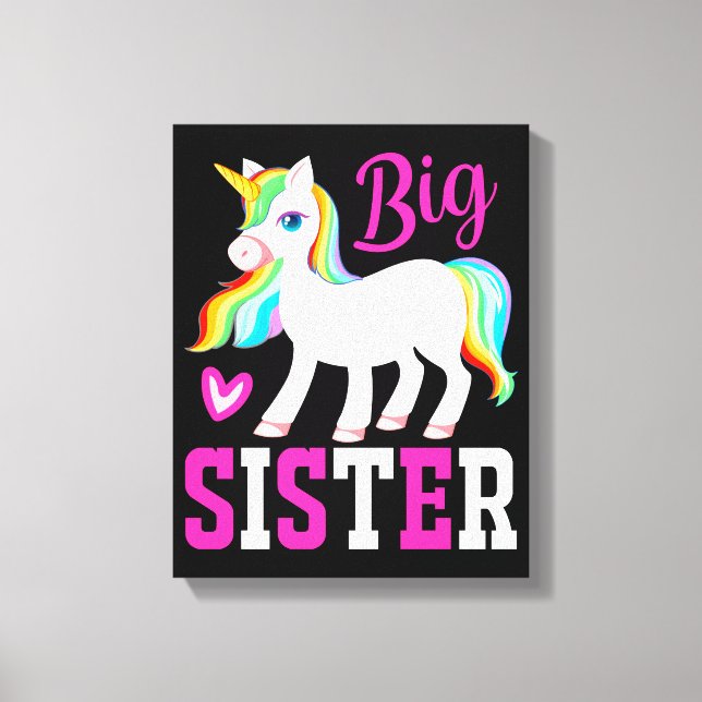 Big Sister Magical Unicorn w/ Rainbow Mane & Tail Canvas Print (Front)